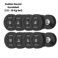 Fitmate Rubber Round Dumbbell 2.5 - 10 Kg Set