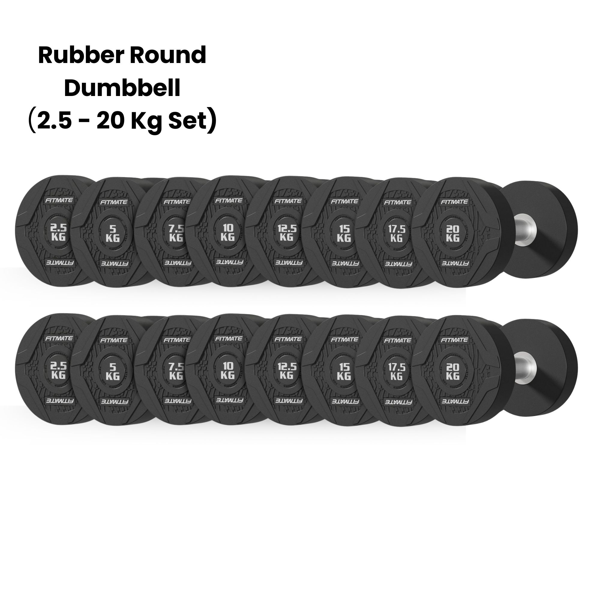 Fitmate Rubber Round Dumbbell 2.5 - 20 Kg Set