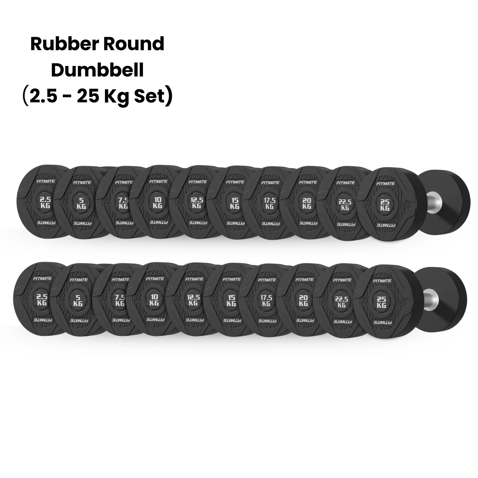 Fitmate Rubber Round Dumbbell 2.5 - 25 Kg Set