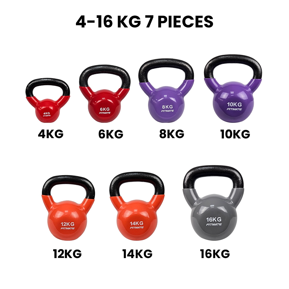 Fitmate Vinyl kettlebell Set 7 pcs | 4 to 16 kg