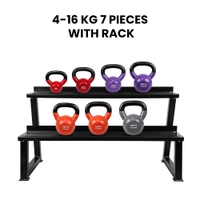 Fitmate Vinyl kettlebell Set with Rack | 4 to 16 kg