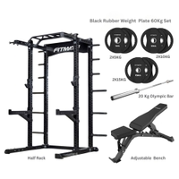 Fitmate X1 Half Rack + Fitmate Multi Adjustable Bench + Fitmate Black Rubber Weight Plate 60 Kg + 7ft Olympic Bar Home Gym Combo