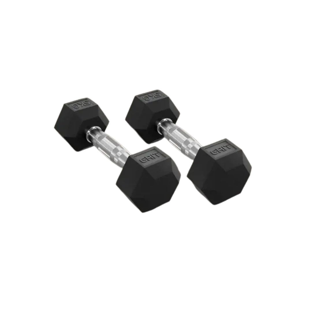 GRIT Hex Dumbbell Set 1 kg - 10 kg with Vertical Dumbbell Rack (10 Pairs)