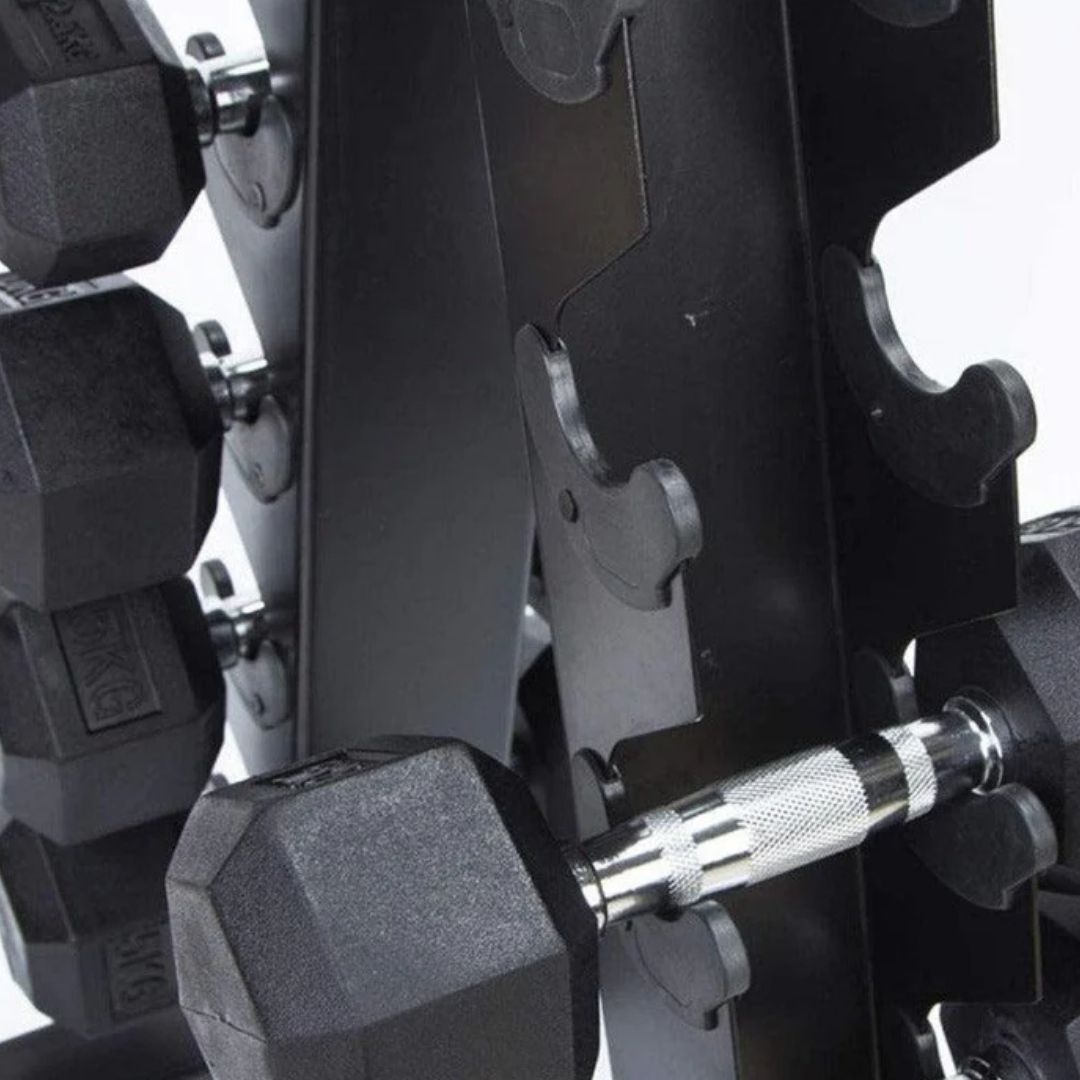 GRIT Hex Dumbbell Set 1 kg - 10 kg with Vertical Dumbbell Rack (10 Pairs)