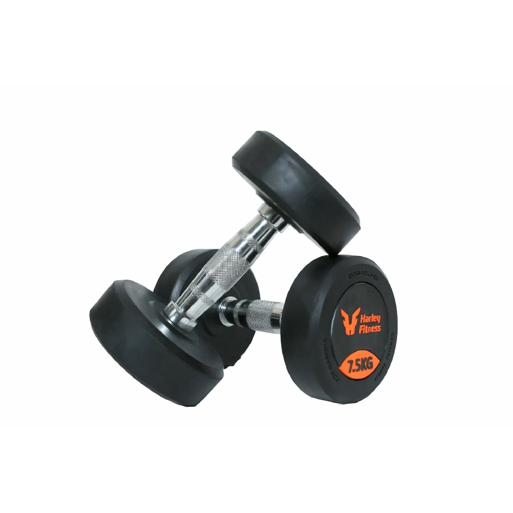 Harley Fitness - 7.50Kg Premium Rubber Coated Bouncing Round Dumbbells - Pair