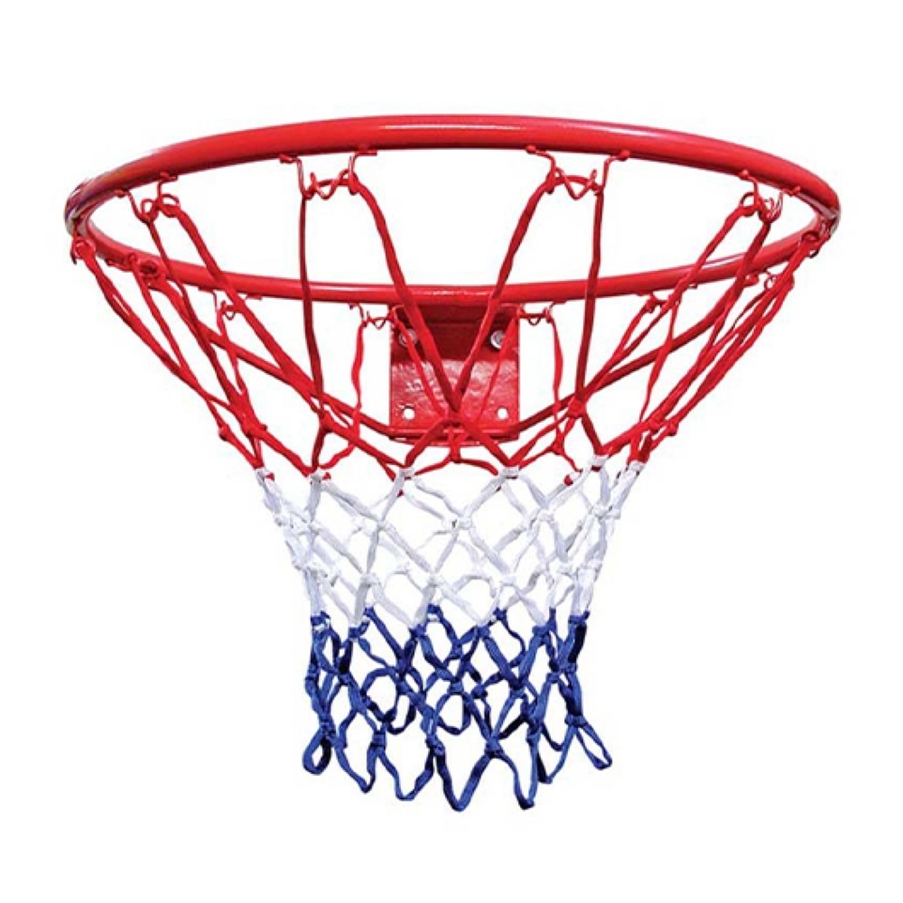 Knight Shot Basketball Ring 45Cm W/ Red, White & Blue Net | Power Coated Iron Steel