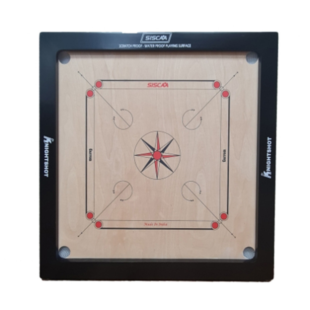 Siscaa Pluto Carrom Board 34×34 | 4mm Indian Ply In Black with Coin Set