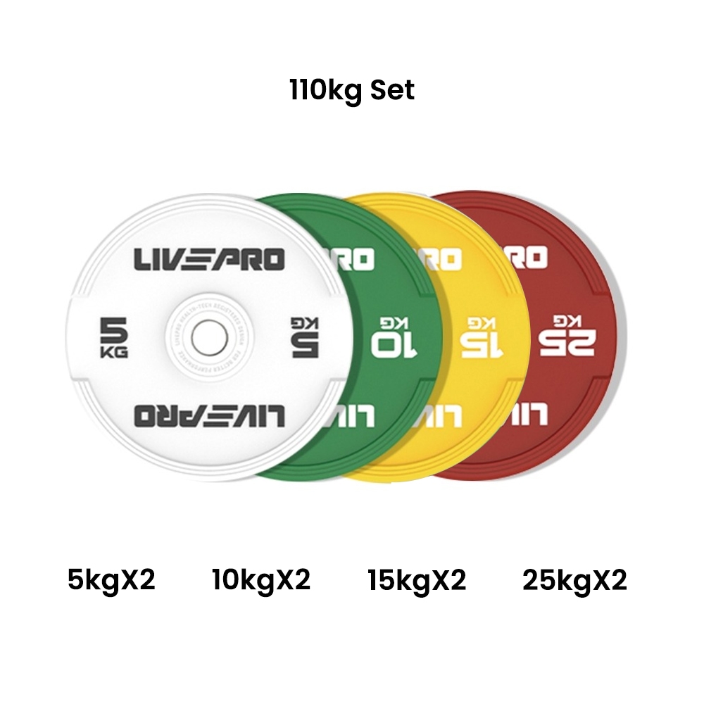 Livepro Elite Colored Rubber Bumper Plate 110Kg Set