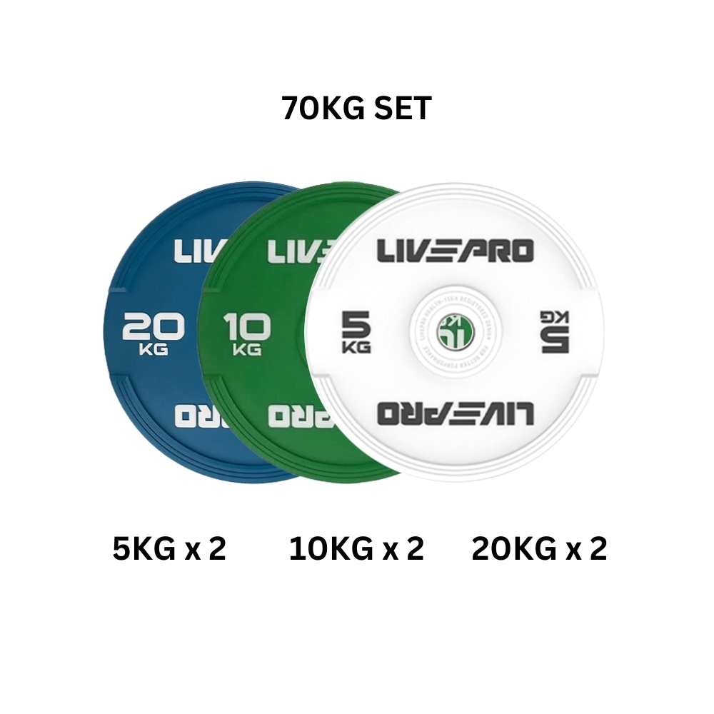 Livepro Elite Colored Rubber Bumper Plate 70Kg Set