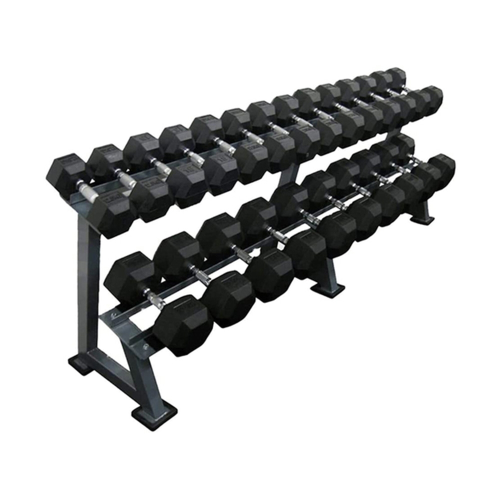 HEX DUMBBELL SET 2.5KG to 25KG with Heavy Duty Dumbbell Rack- Silver