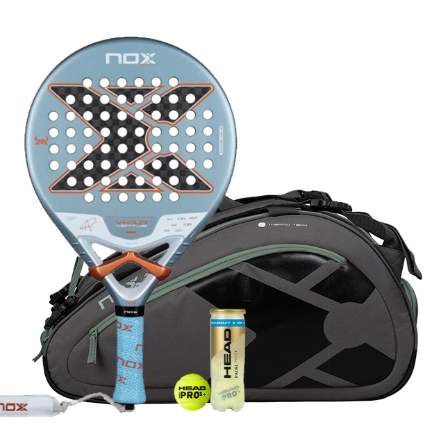 NOX VK10 Ventus Control 12K 2026 Padel Racket + NOX AT10 Team Grey/Green Padel Bag Combo