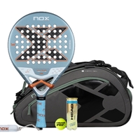 NOX VK10 Ventus Control 12K 2026 Padel Racket + NOX AT10 Team Grey/Green Padel Bag Combo