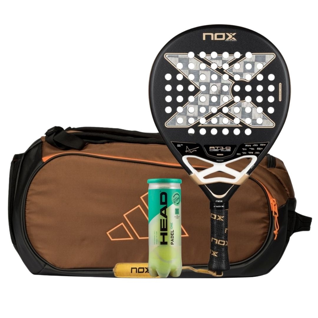 Nox AT10 Luxury GENIUS 18K Alum 2026 Padel Racket + Adidas Pro Tour Bronze Padel Bag Combo