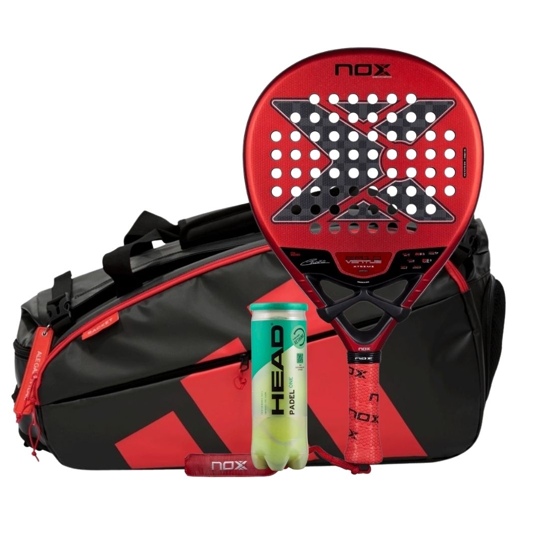 NoX EA10 Ventus Hybrid 12K Xtrem 2026 Padel Racket + Adidas Multigame Black Red Padel Bag Combo
