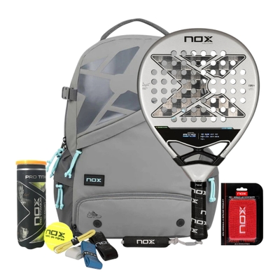 NOX Padel Racket AT10 Luxury GENIUS 18K Alum 2024 Padel Racket + NOX Padel Backpack + Padel Ball + Wrist Band