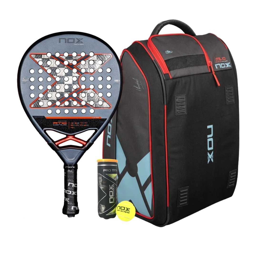 NOX AT10 Luxury GENIUS 18K Alum 2025 Padel Racket +  Nox Ml10 Competition Xl Compact Padel Bag Combo