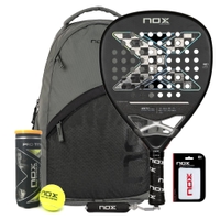 NOX Padel Racket AT Luxury ATTACK 18K Alum 2024 Padel Racket + Nox Street Backpack + Padel Ball + Wrist Band