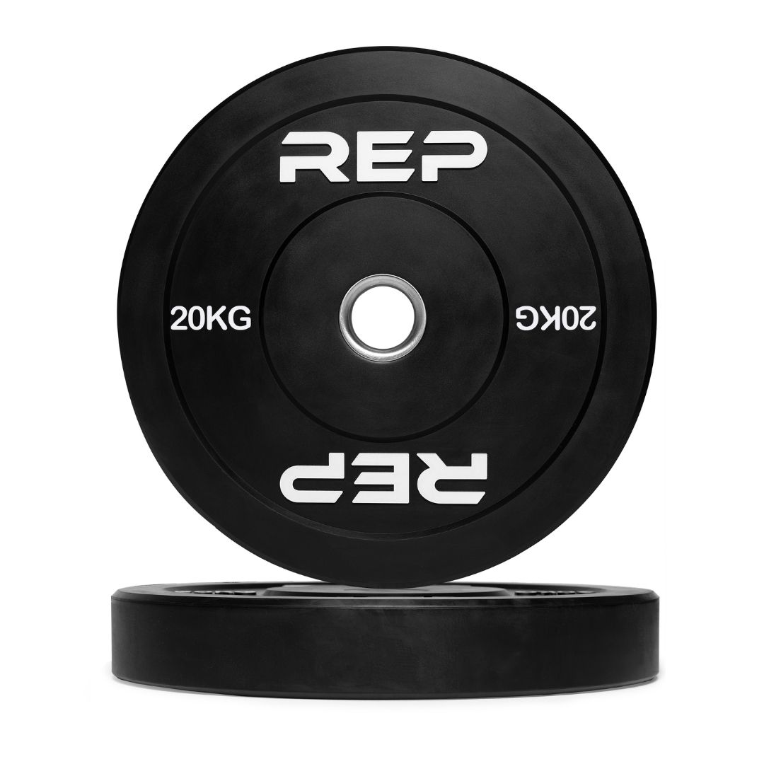 REP Fitness Black Bumper Plates - 20 Kg