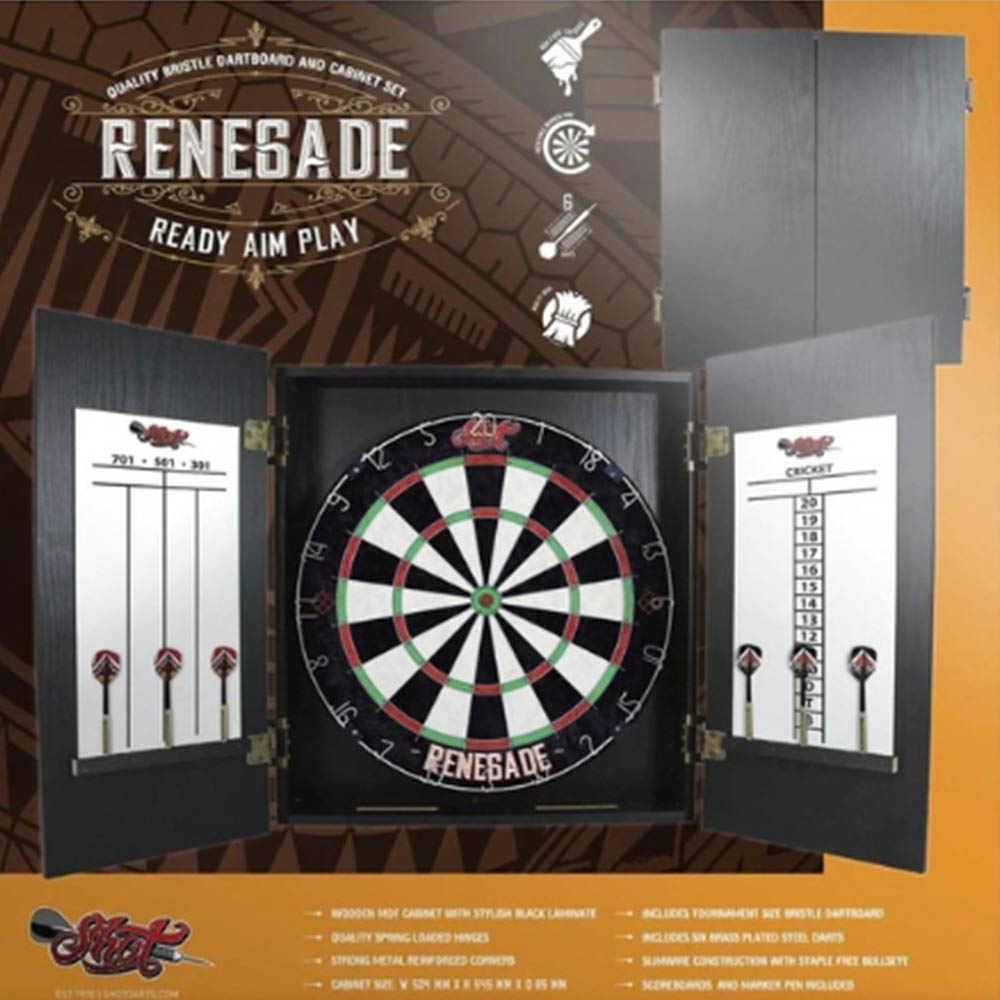 Shot Darts Renegade Dartboard & Dart Cabinet Set
