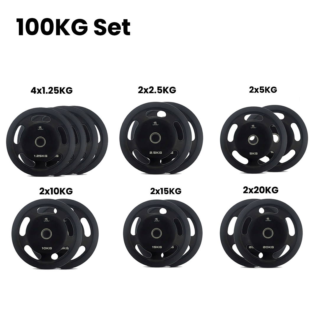 TA Sports Olympic Rubber Coated Weight Plate - 100 Kg Combo Set