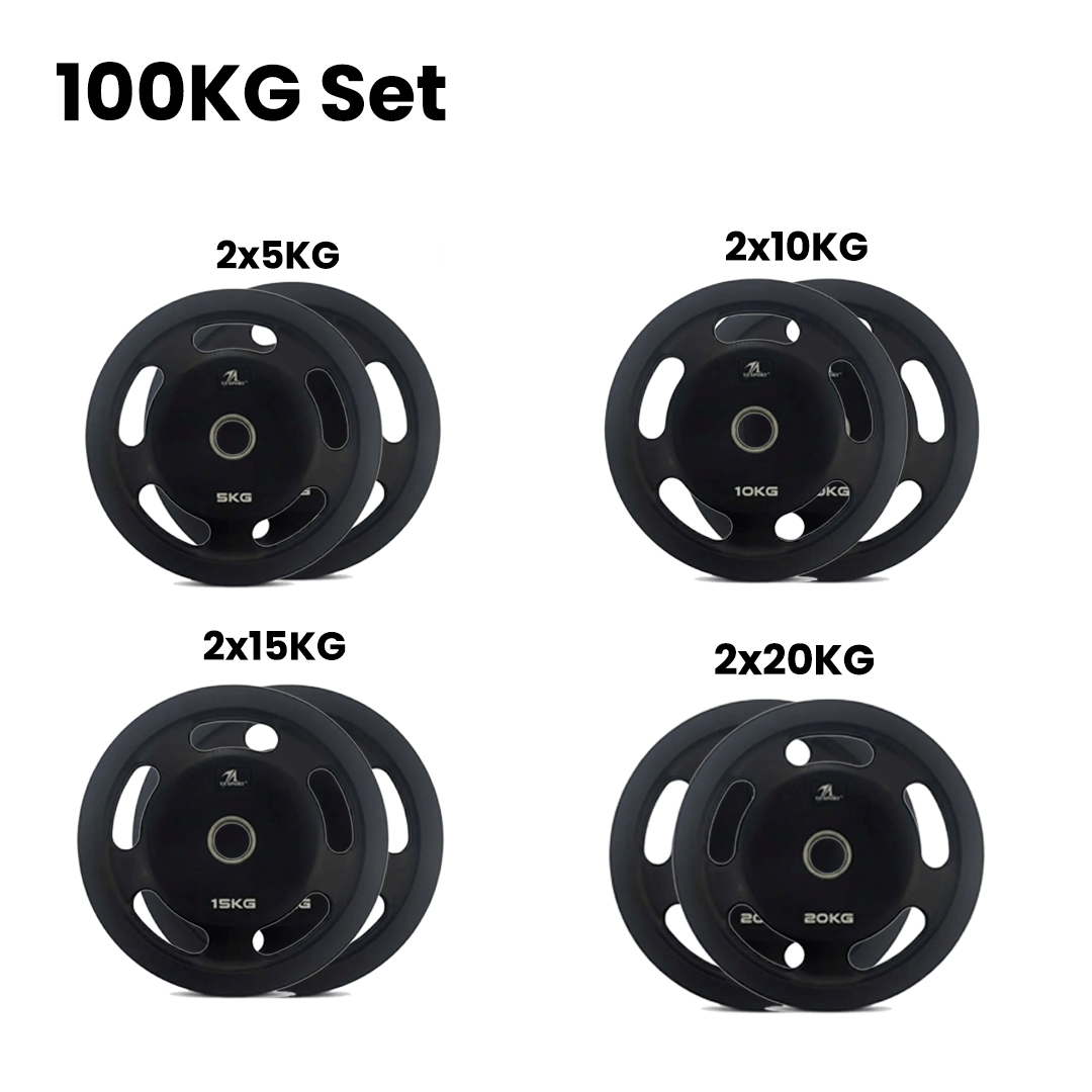 TA Sports Olympic Rubber Coated Weight Plate - 100 Kg Combo Set