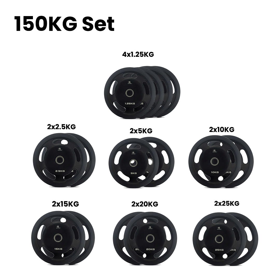 TA Sports Olympic Rubber Coated Weight Plate - 150 Kg Combo Set