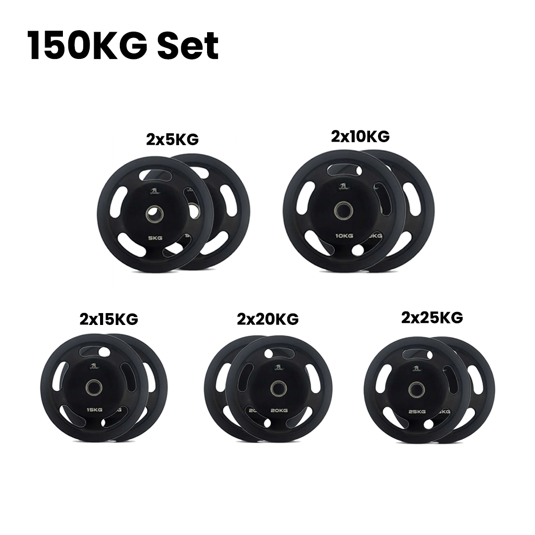 TA Sports Olympic Rubber Coated Weight Plate - 150 Kg Combo Set