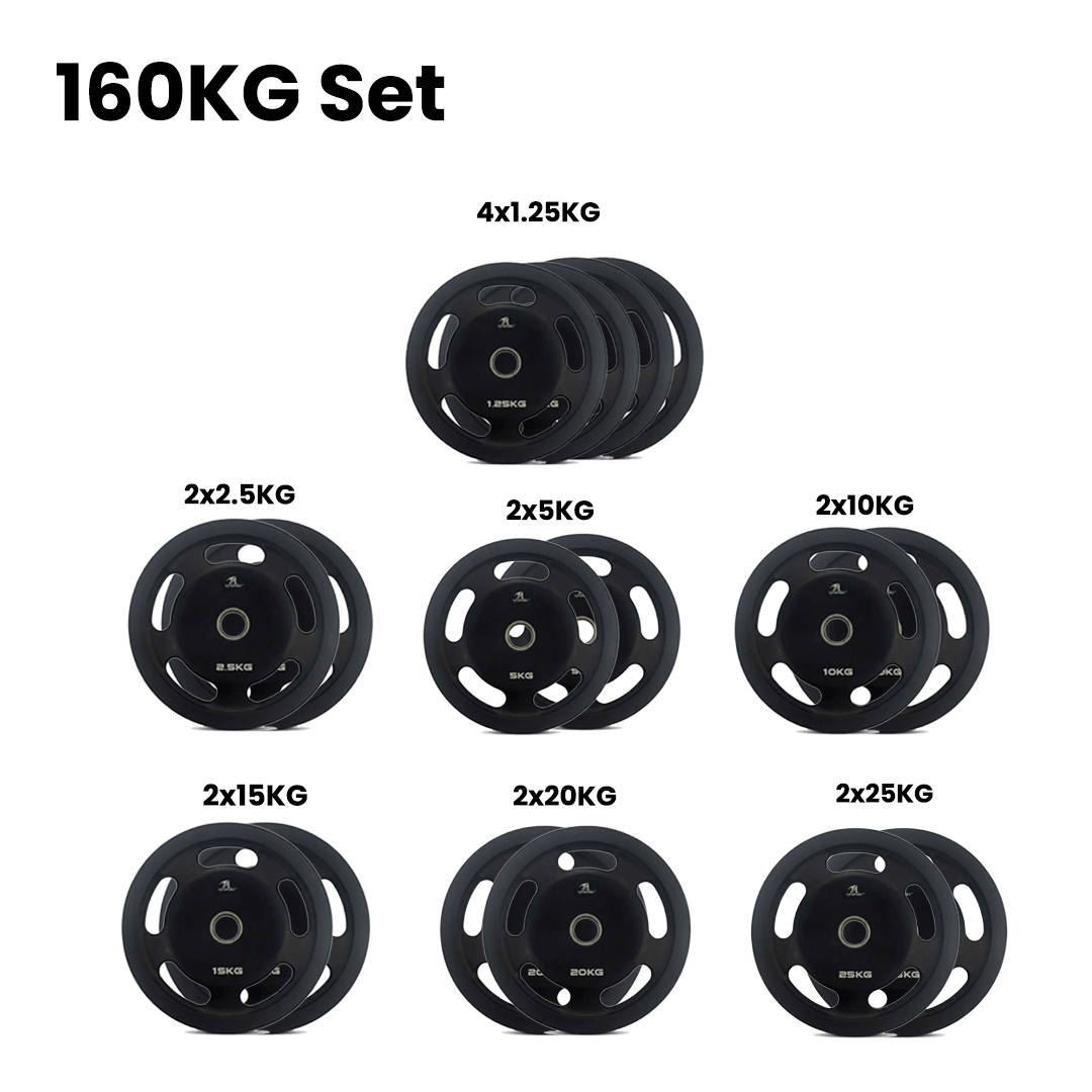 TA Sports Olympic Rubber Coated Weight Plate - 160 Kg Combo Set