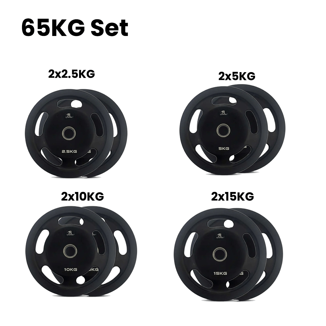 TA Sports Olympic Rubber Coated Weight Plate - 65 Kg Combo Set