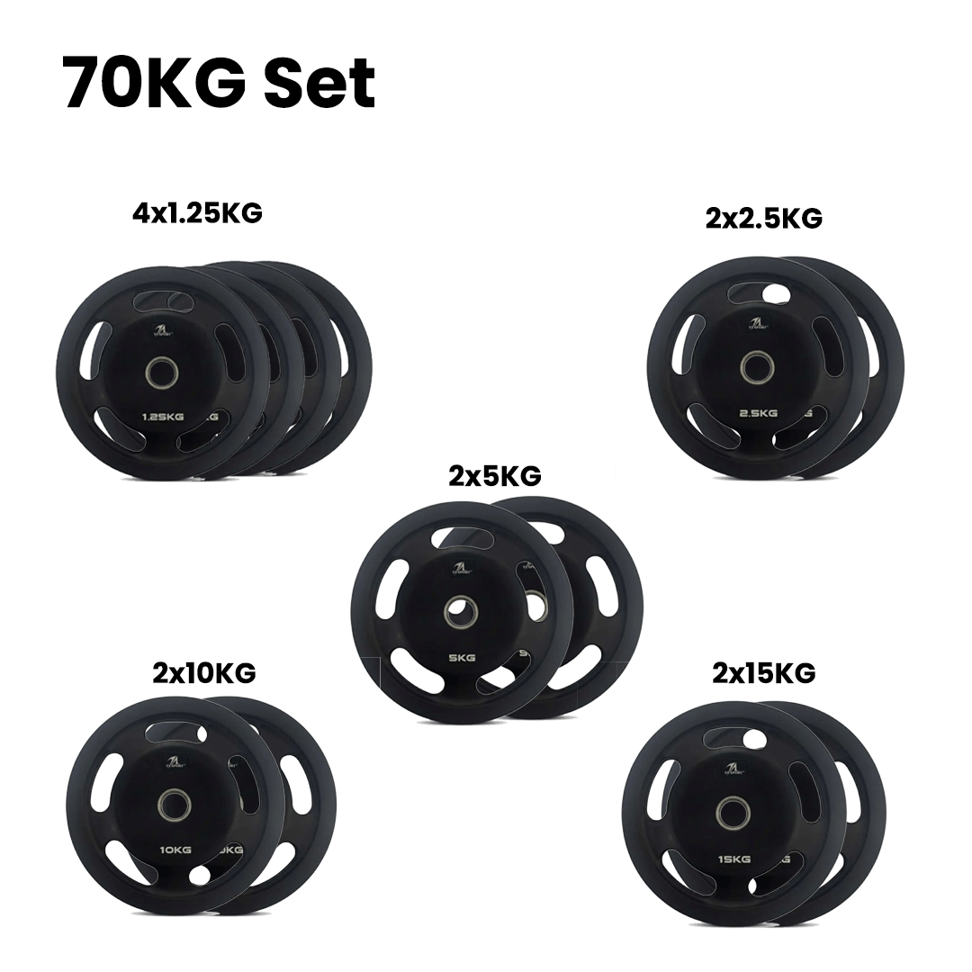 TA Sports Olympic Rubber Coated Weight Plate - 70 Kg Combo Set