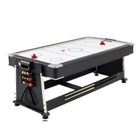 Victory 7 in 1 Game Tables 7ft Wooden Top Pool Table, Table Tennis, Air Hockey Table, Dining Table, Shuffle board, Bowling & Curling 7ft table