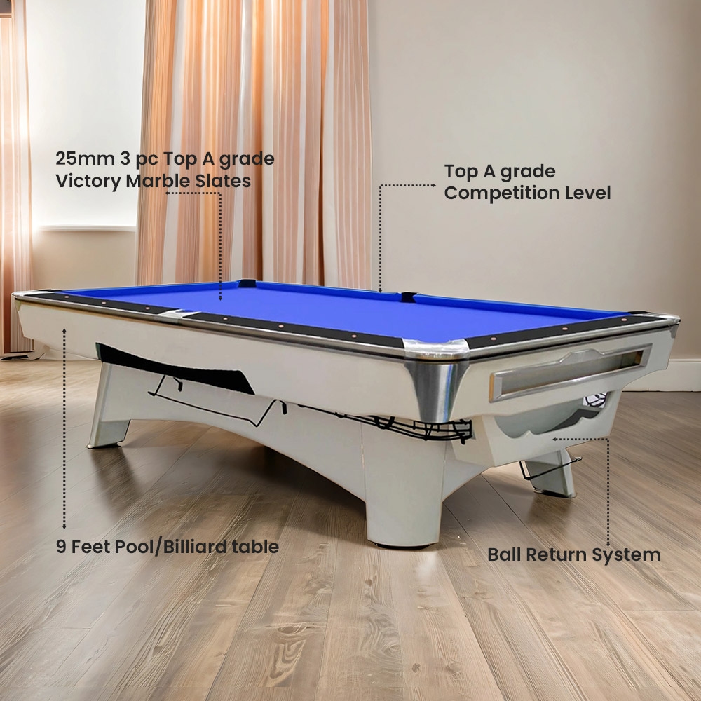 Victory Crown Dynasty 9ft Marble Top Pool Table White Ball Return System | Billiard Table