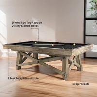 Victory Wooden 9ft Marble Top Pool Table Drop Pocket | Billiard Table