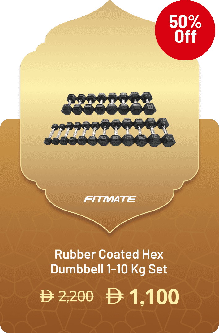 Fitmate Rubber Coated Hex Dumbbell 1-10 Kg Set