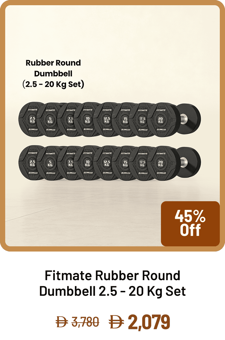 Fitmate Rubber Round Dumbbell 2.5 - 20 Kg Set