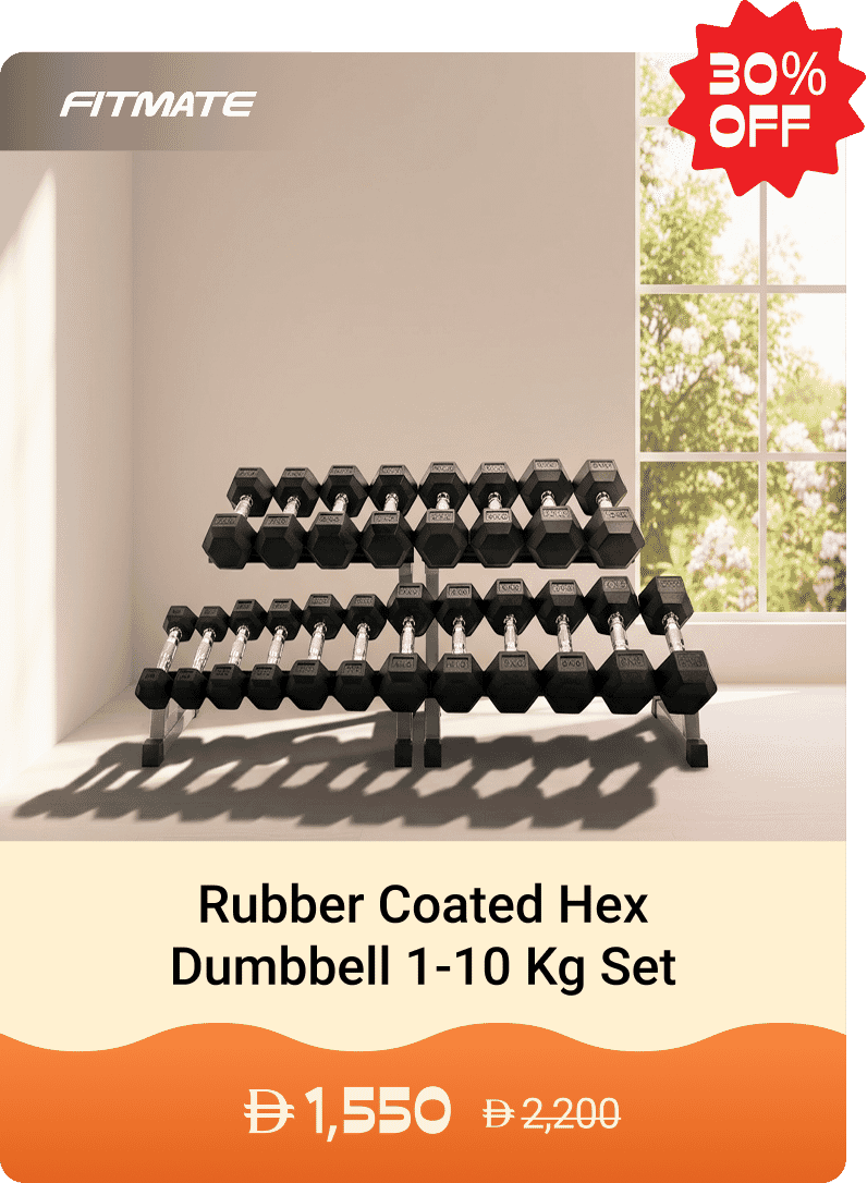 Fitmate Rubber Coated Hex Dumbbell 1-10 Kg Set