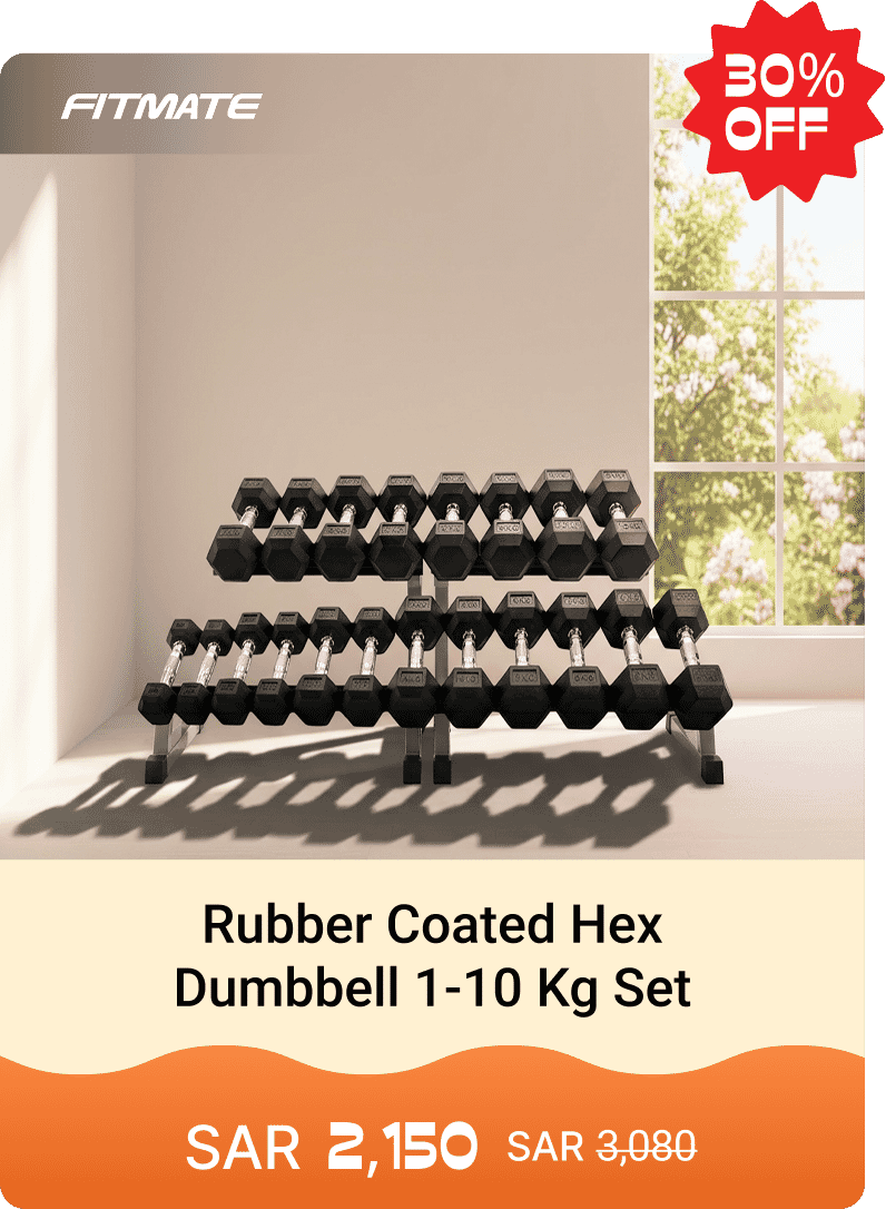 Fitmate Rubber Coated Hex Dumbbell 1-10 Kg Set