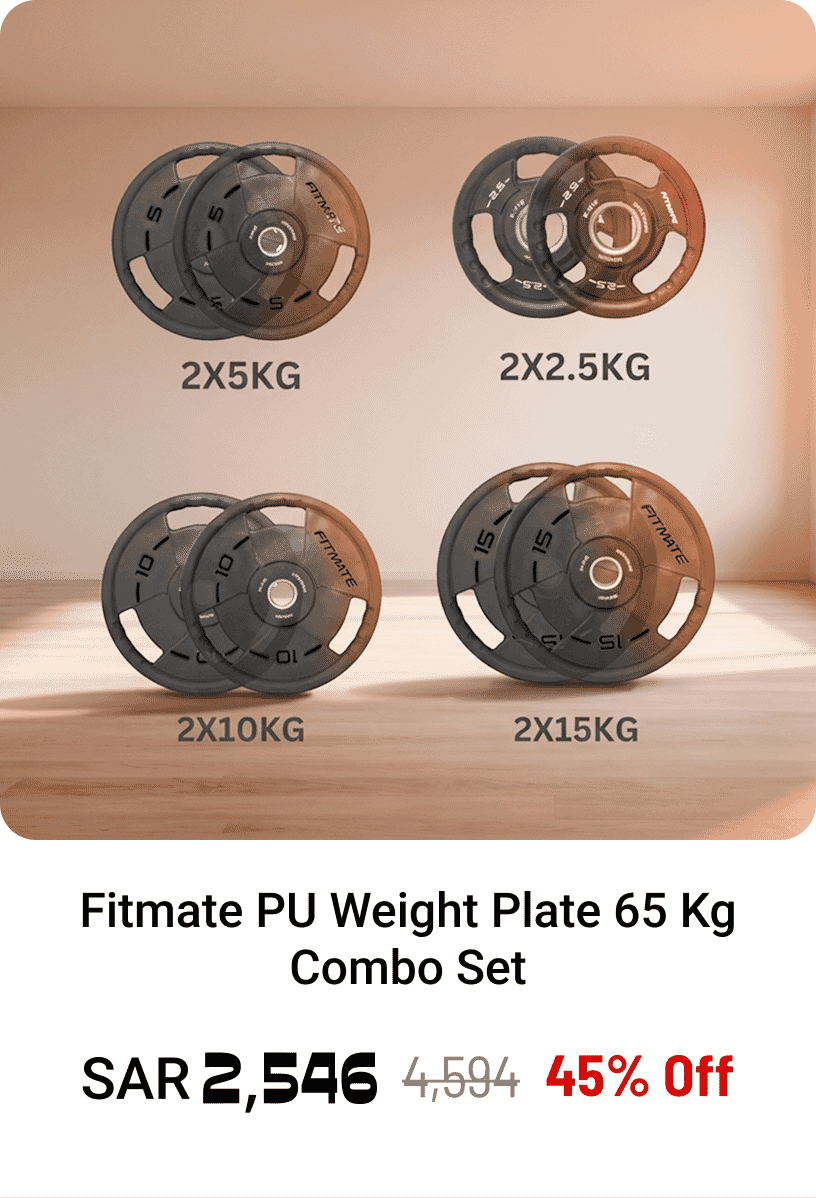 Fitmate PU Weight Plate 65 Kg Combo Set