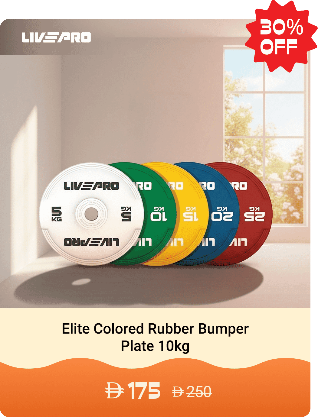 Livepro Elite Colored Rubber Bumper Plate 10kg
