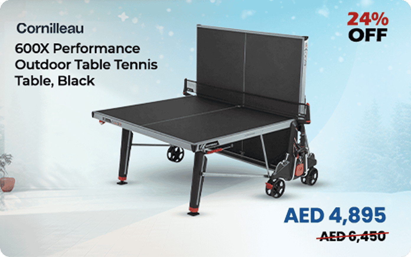 Cornilleau 600X Performance Outdoor Table Tennis Table, Black